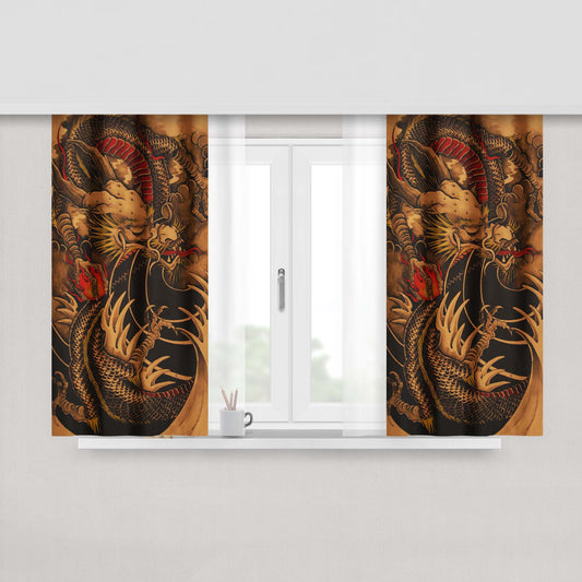 Chinese Dragon Artistic Peach Skin Window Curtains
