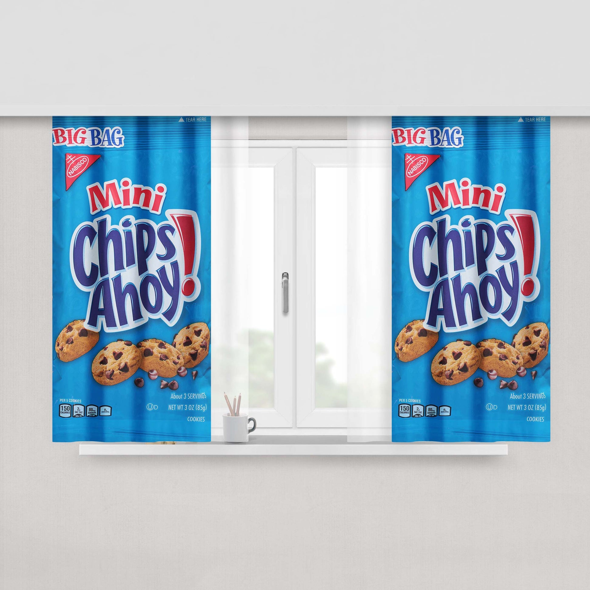 Chip Ahoy Cookies Peach Skin Window Curtains
