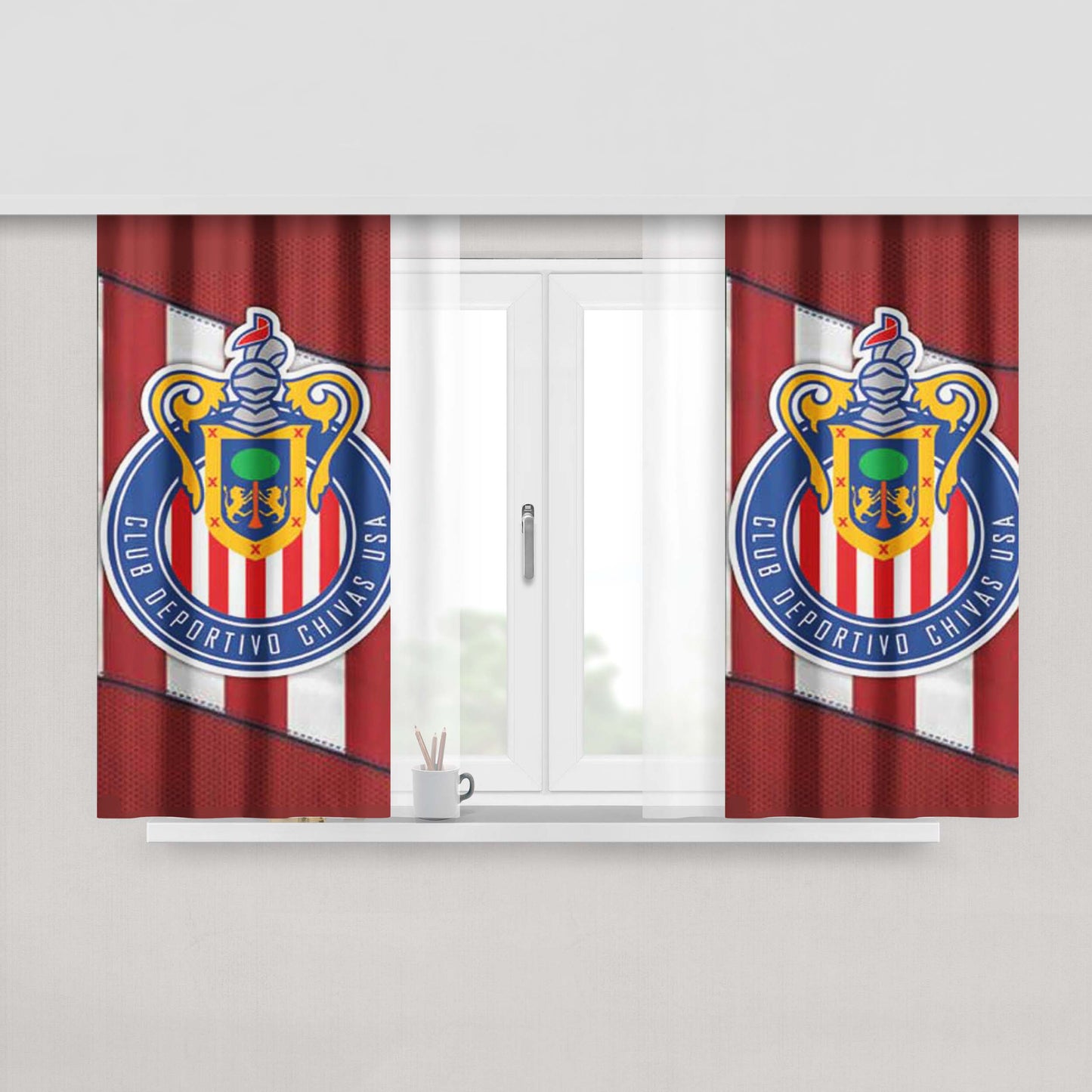 Chivas Fc Overlap Logo Peach Skin Window Curtains