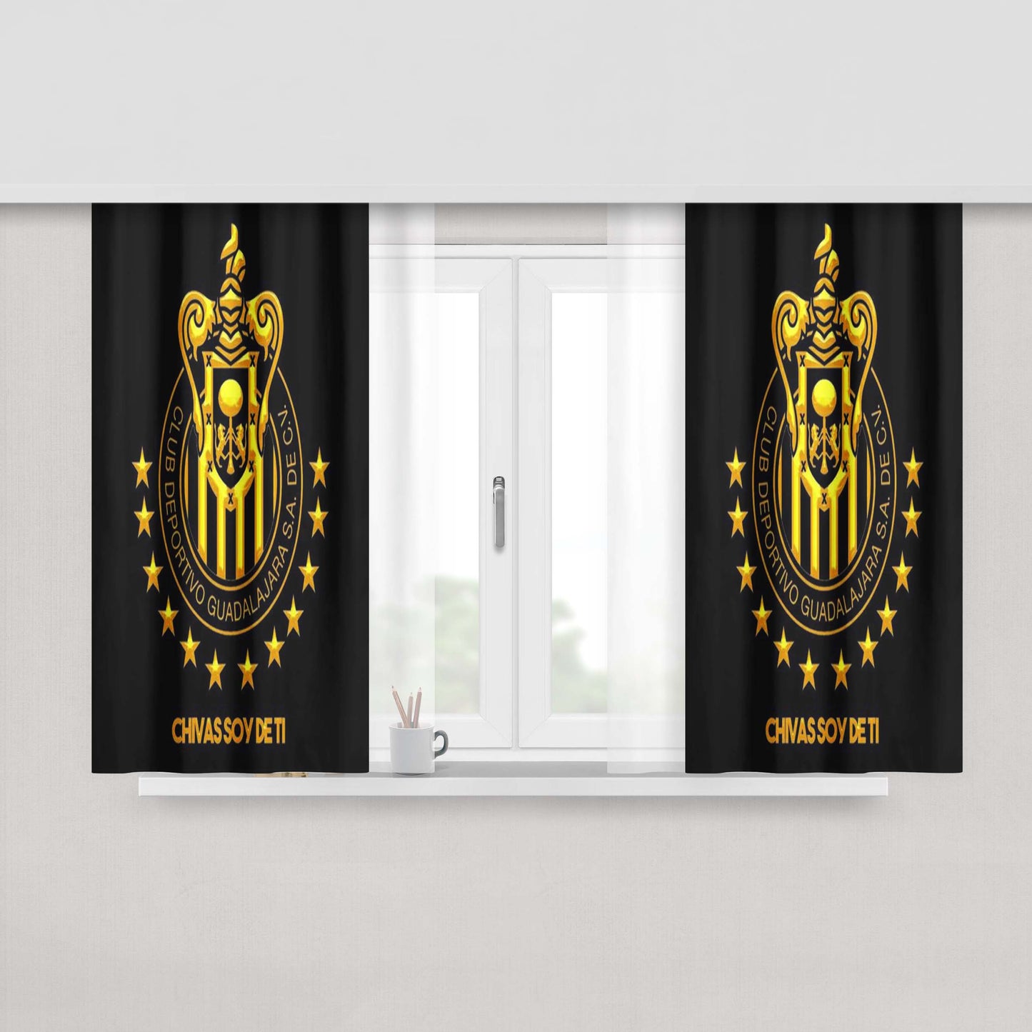 Chivas Guadalajara Logo Peach Skin Window Curtains