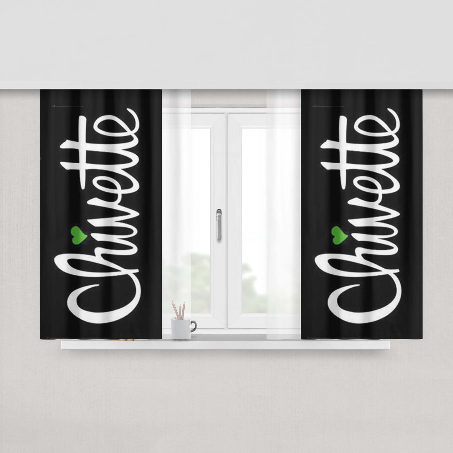 Chivette Logo Peach Skin Window Curtains