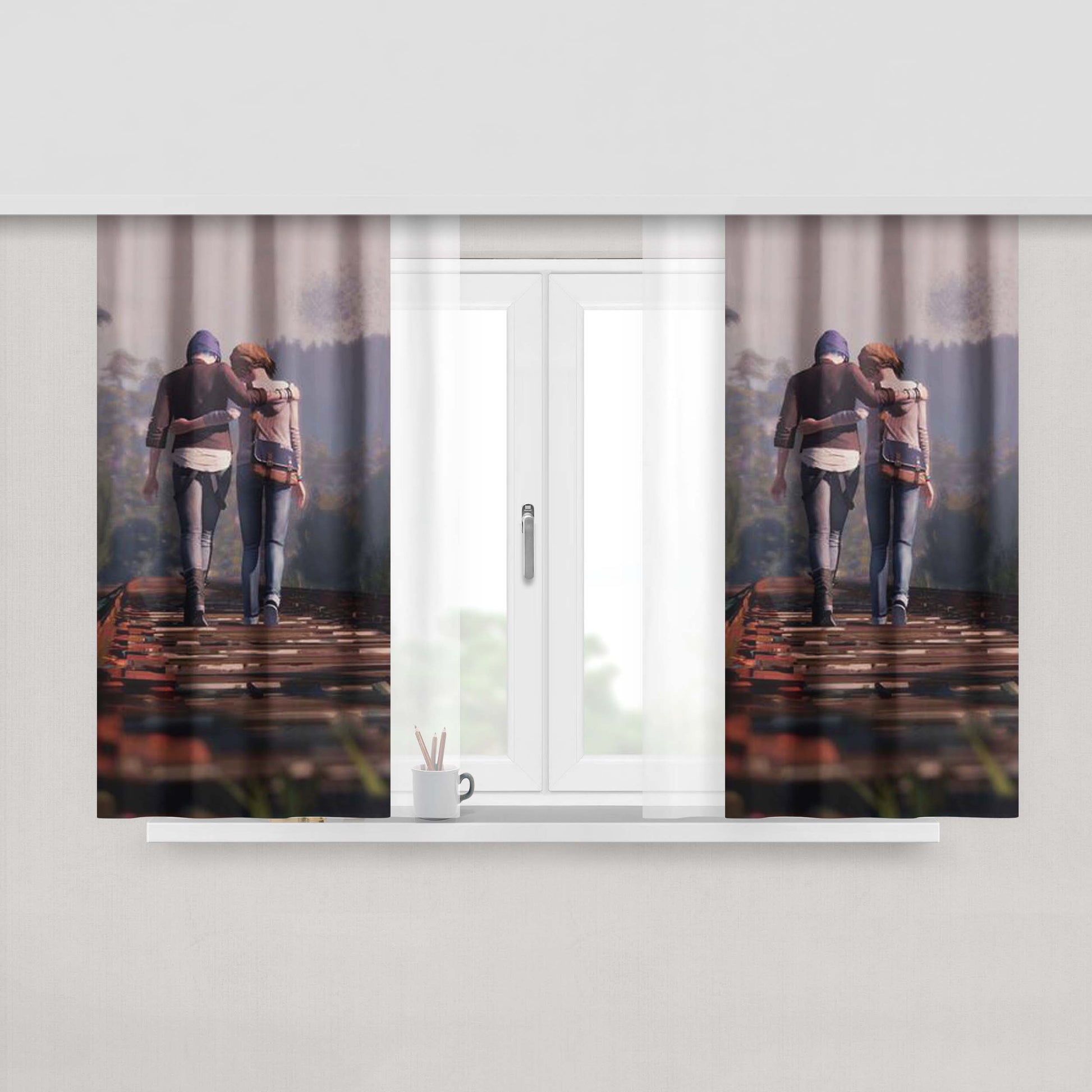 Chloe And Max Peach Skin Window Curtains