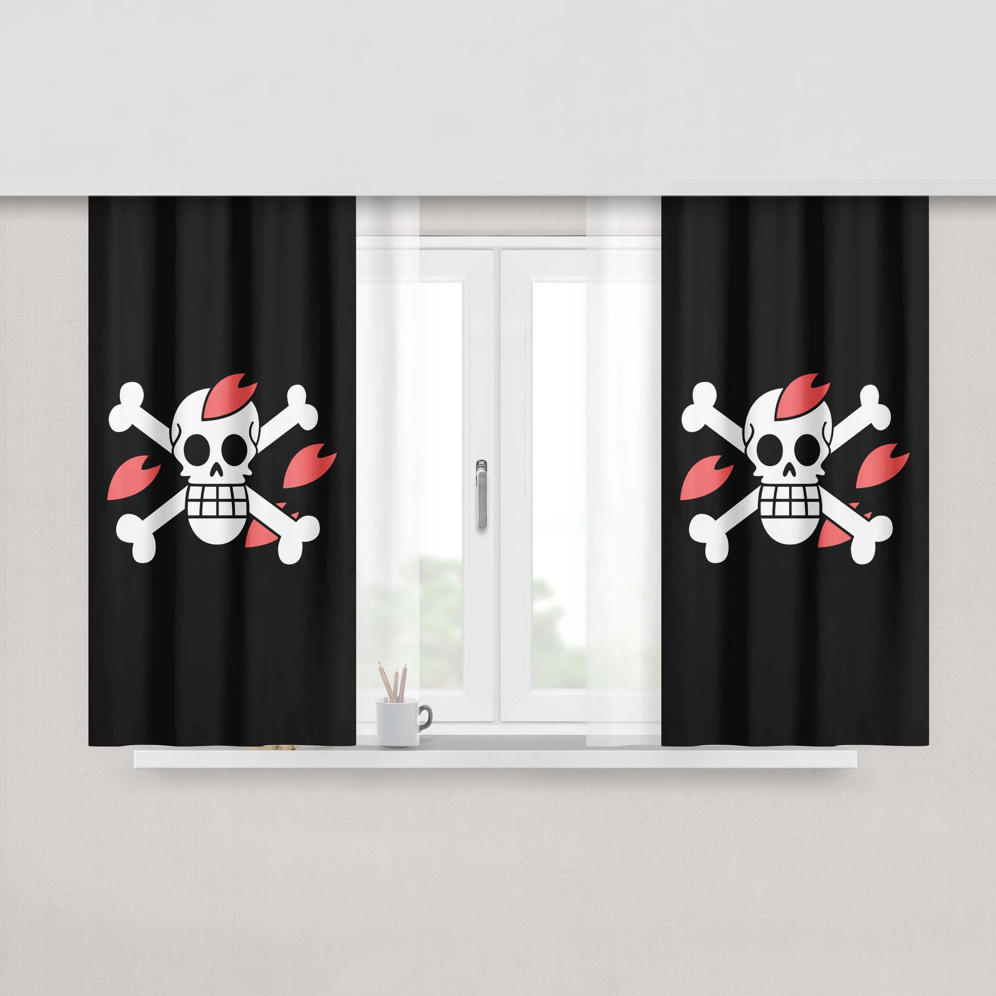 Chooper Onepiece Black Flag Peach Skin Window Curtains