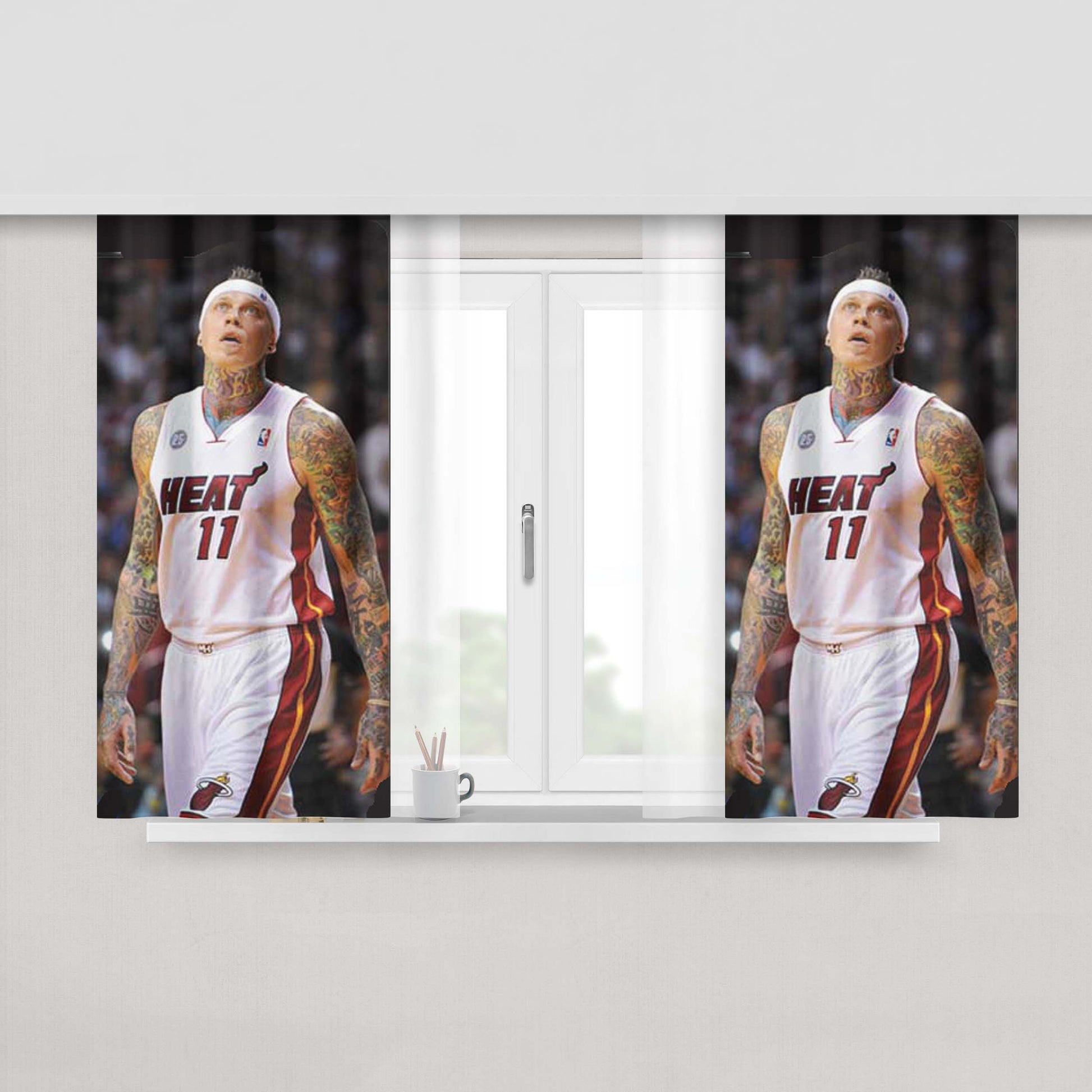 Chris Andersen Tattoos Peach Skin Window Curtains