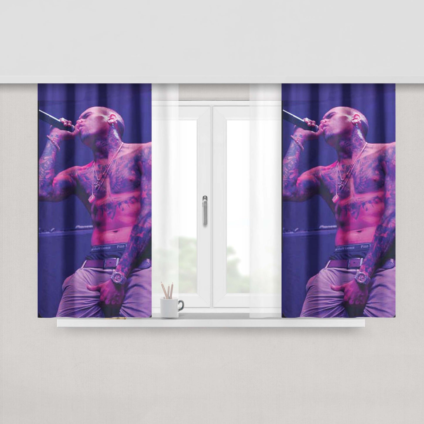 Chris Brown Grab Peach Skin Window Curtains