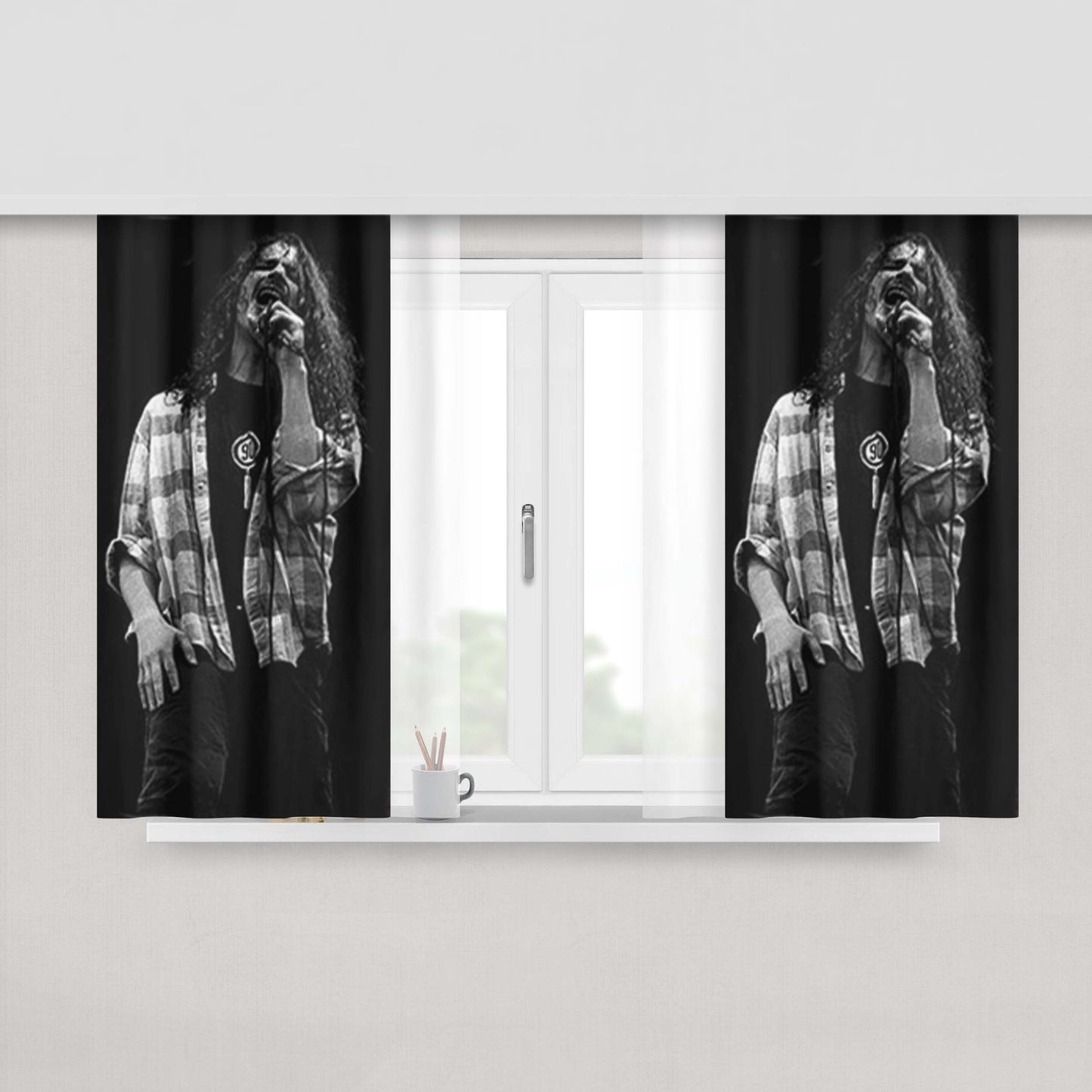Chris Cornell Of Soundgarden Peach Skin Window Curtains