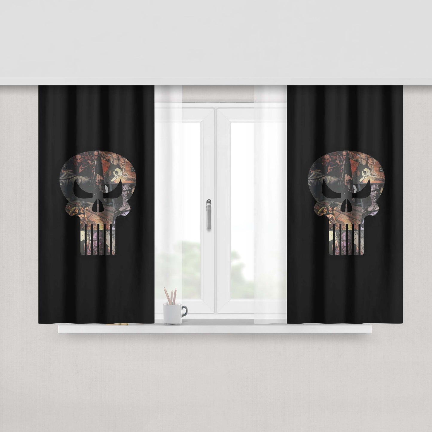 Chris Kyle Punisher Logo Wallpaper Peach Skin Window Curtains