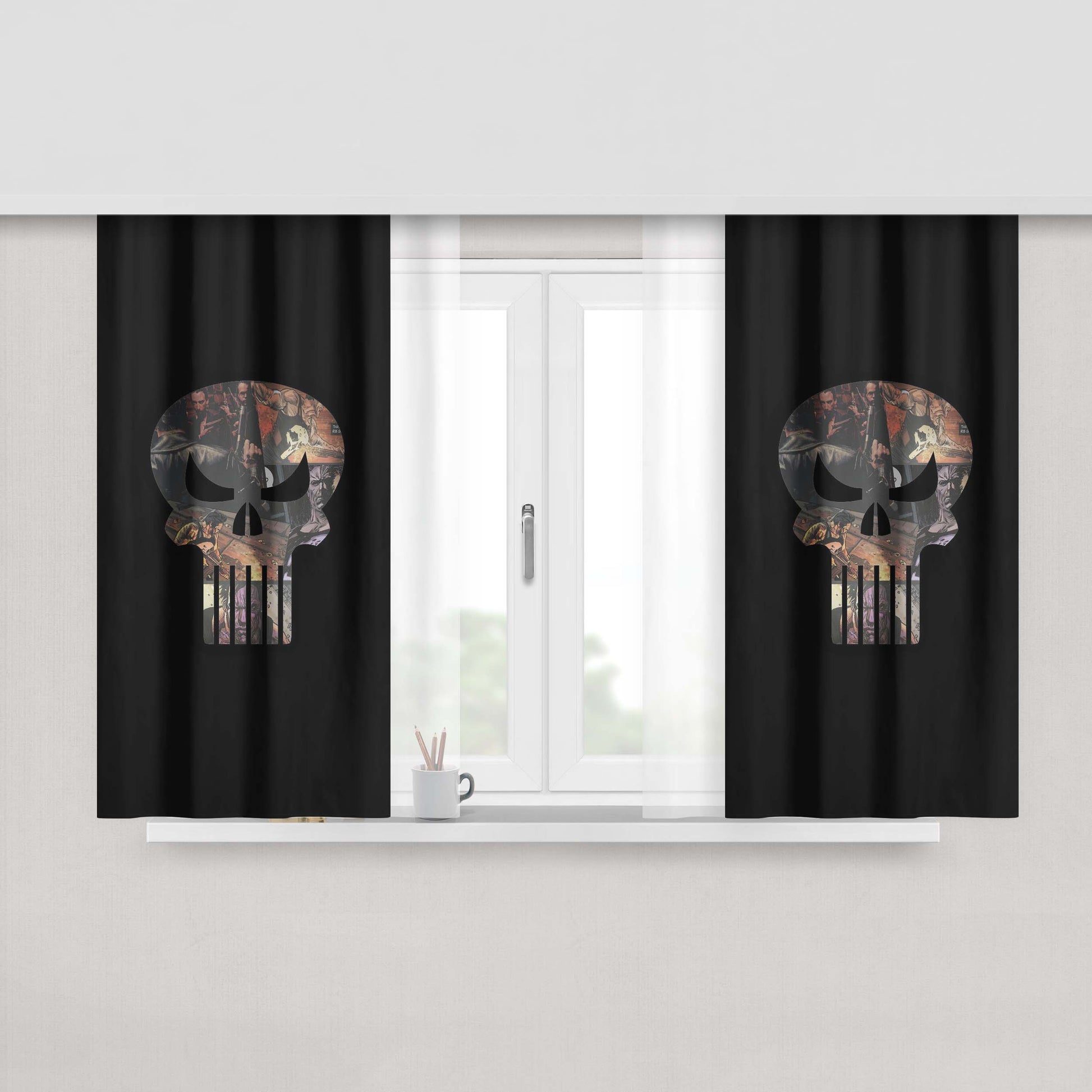 Chris Kyle Punisher Logo Wallpaper Peach Skin Window Curtains
