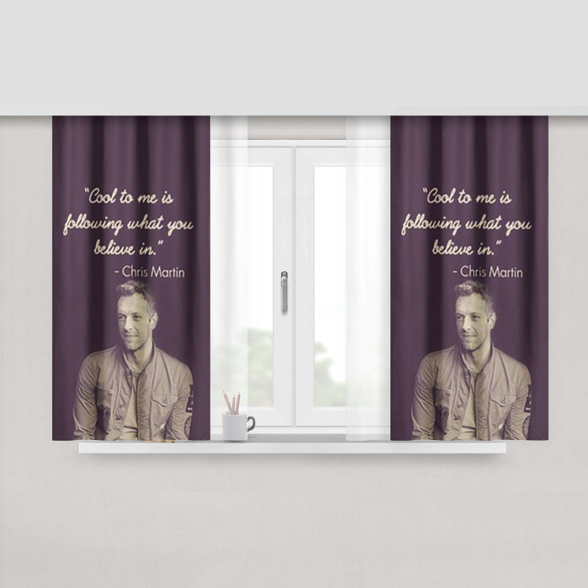 Chris Martin Quotes Peach Skin Window Curtains