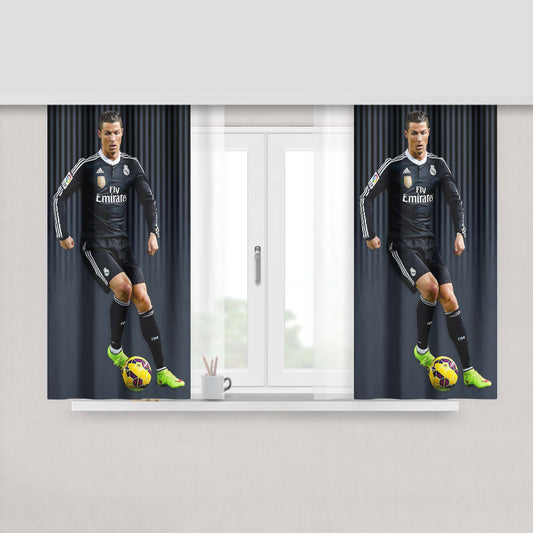 Christian Renaldo Real Madrid Black Jersey Peach Skin Window Curtains