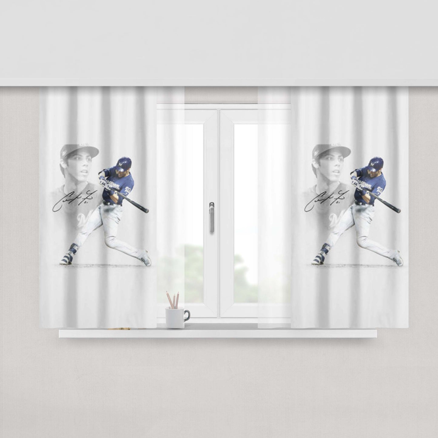 Christian Yelich Signature Peach Skin Window Curtains