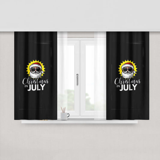 Christmas In July Santa With Sunglasses In The Summer Sun Peach Skin Window Curtains