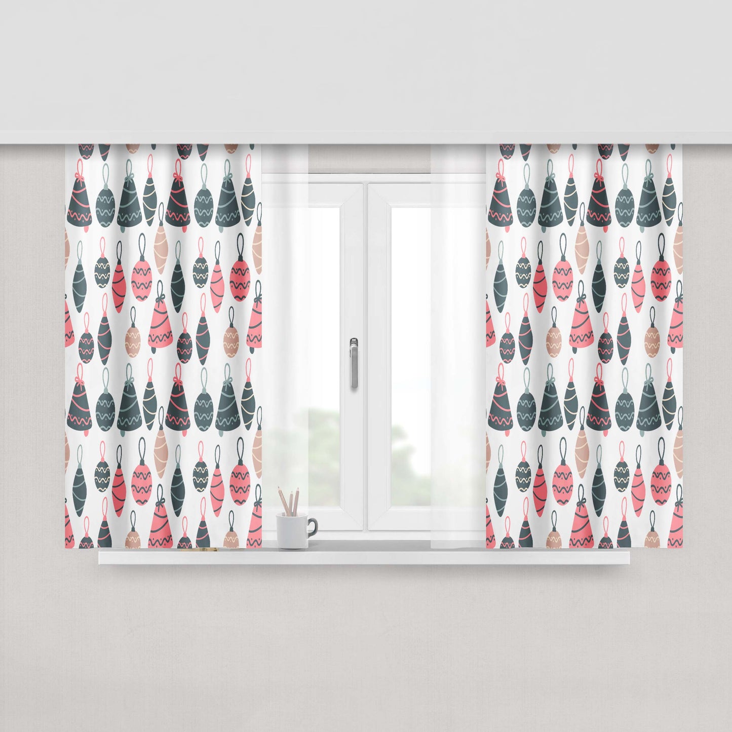 Christmas Patterns Set 06 Peach Skin Window Curtains