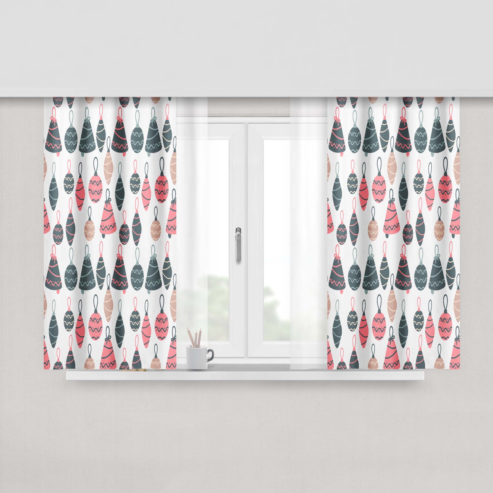 Christmas Patterns Set 06 Peach Skin Window Curtains