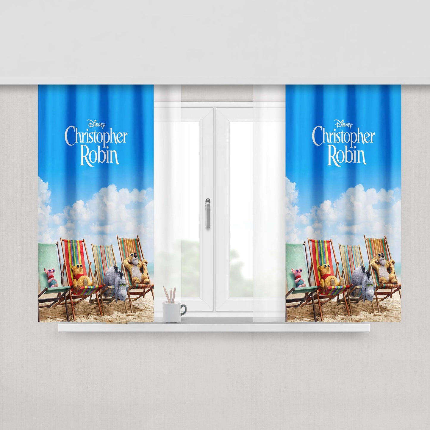 Christopher Robin In The Sea Peach Skin Window Curtains