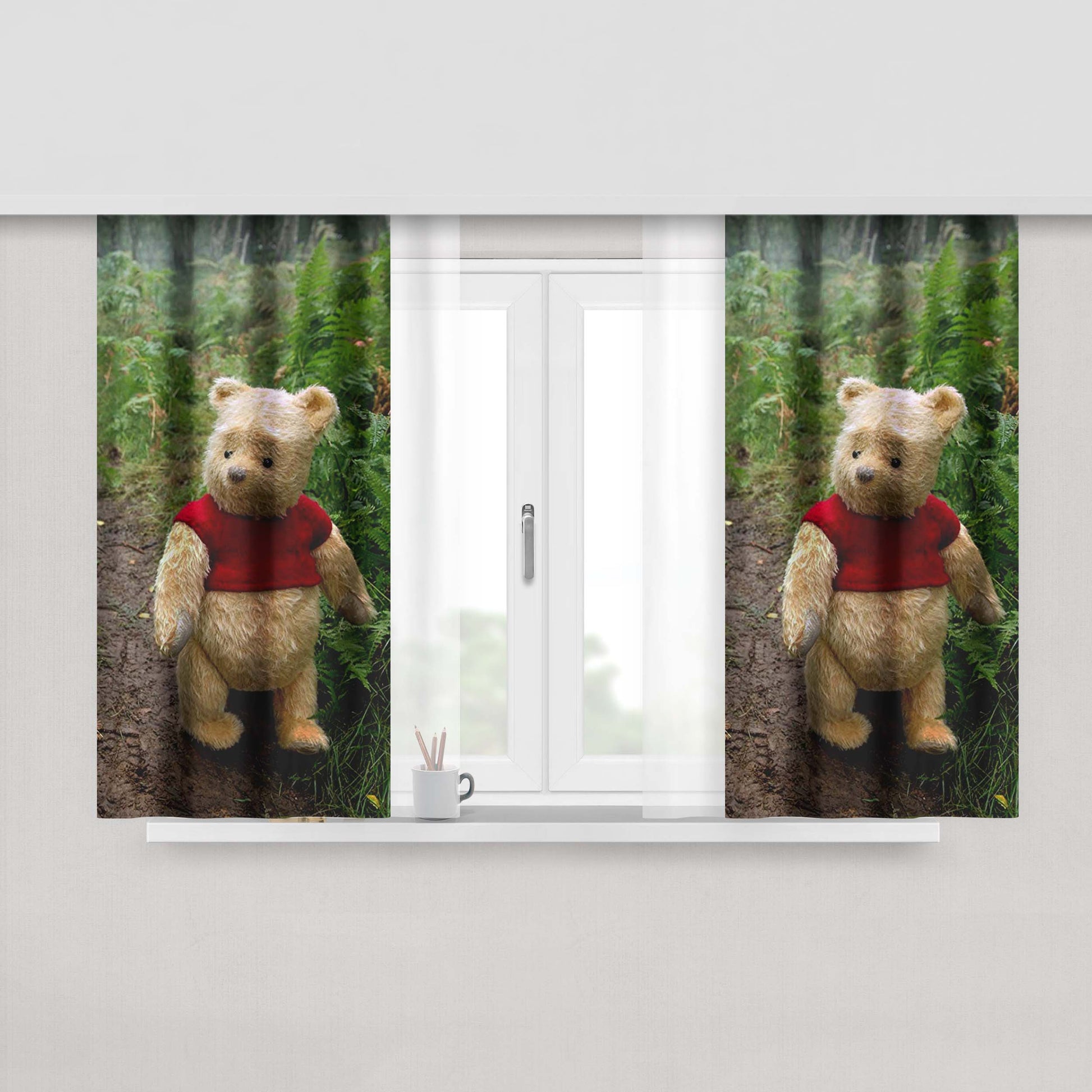 Christopher Robin Pooh Peach Skin Window Curtains
