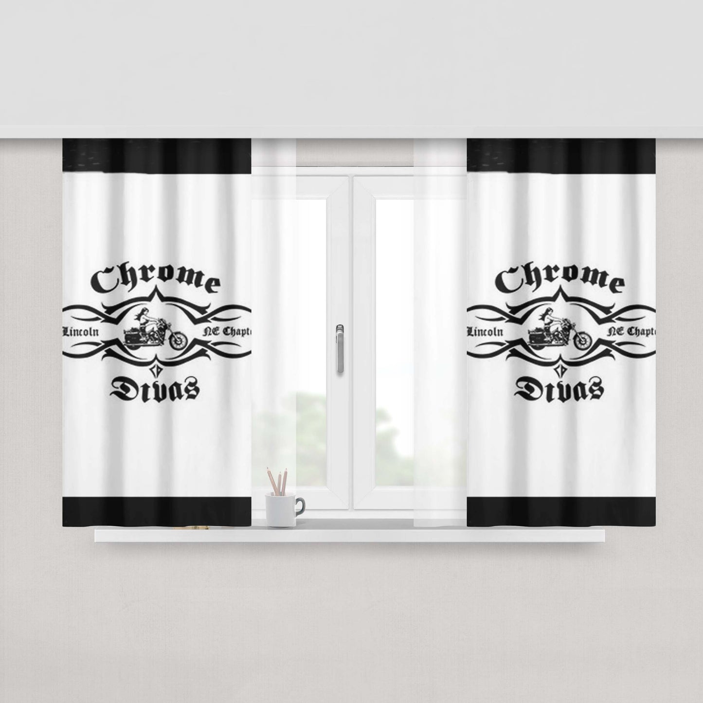 Chrome Divas Logo Peach Skin Window Curtains