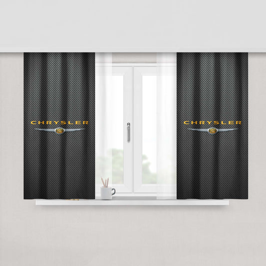 Chrysler Carbon Fiber Logo Peach Skin Window Curtains