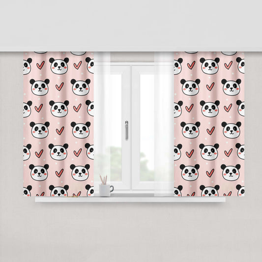 Chubby Lover Panda Face Peach Skin Window Curtains