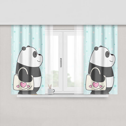 Chuby Happy Panda Lovers Peach Skin Window Curtains