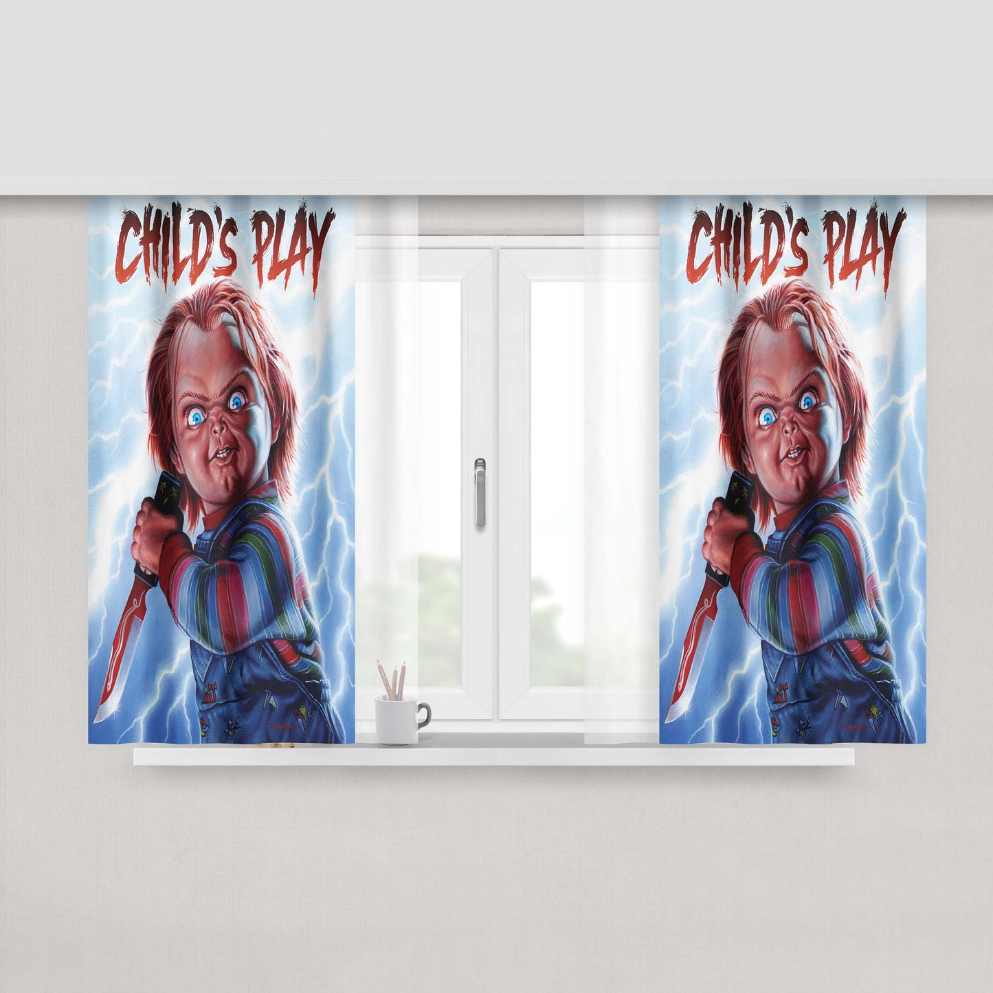 Chucky Childs Play Peach Skin Window Curtains