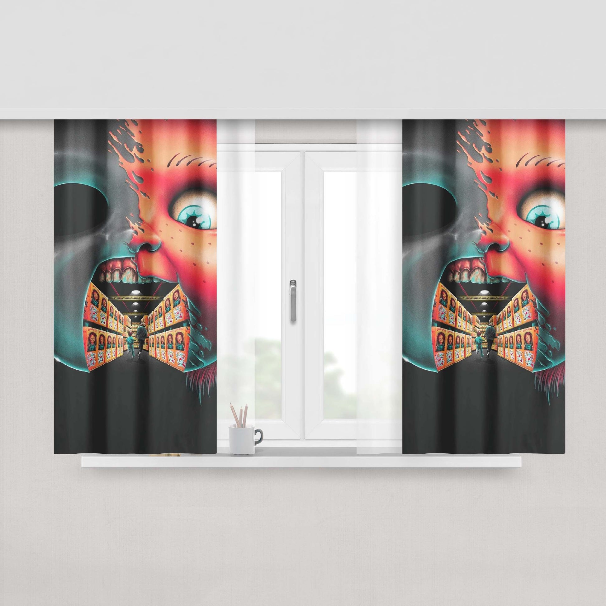 Chucky Doll Hunter Killer Peach Skin Window Curtains