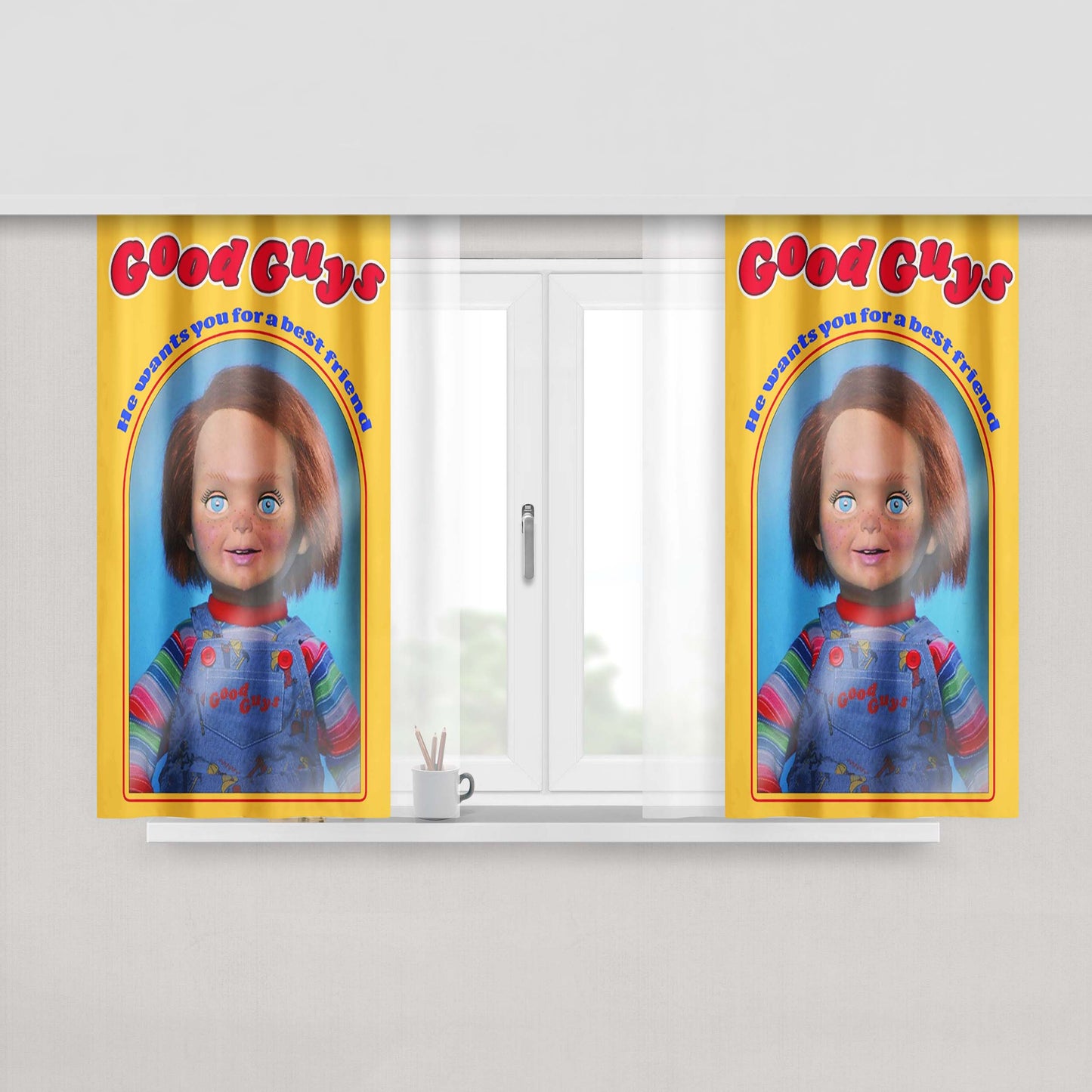 Chucky Good Guys Toys Peach Skin Window Curtains