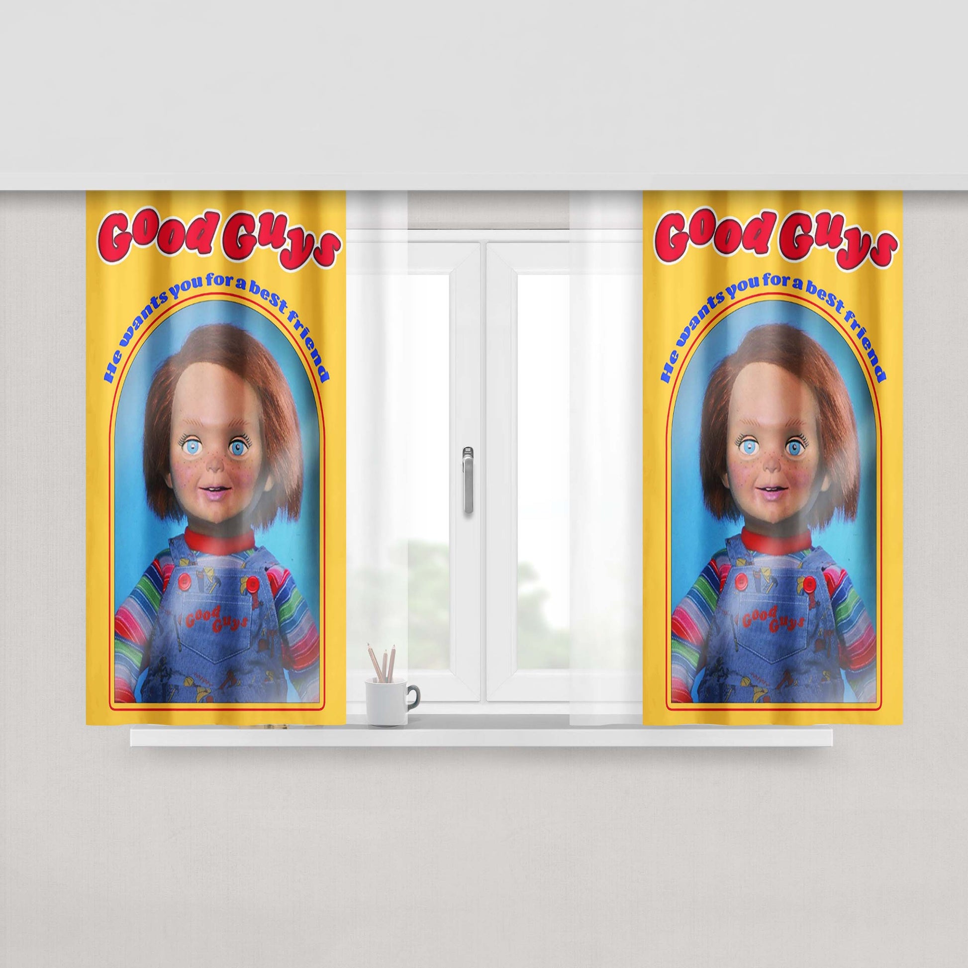 Chucky Good Guys Toys Peach Skin Window Curtains