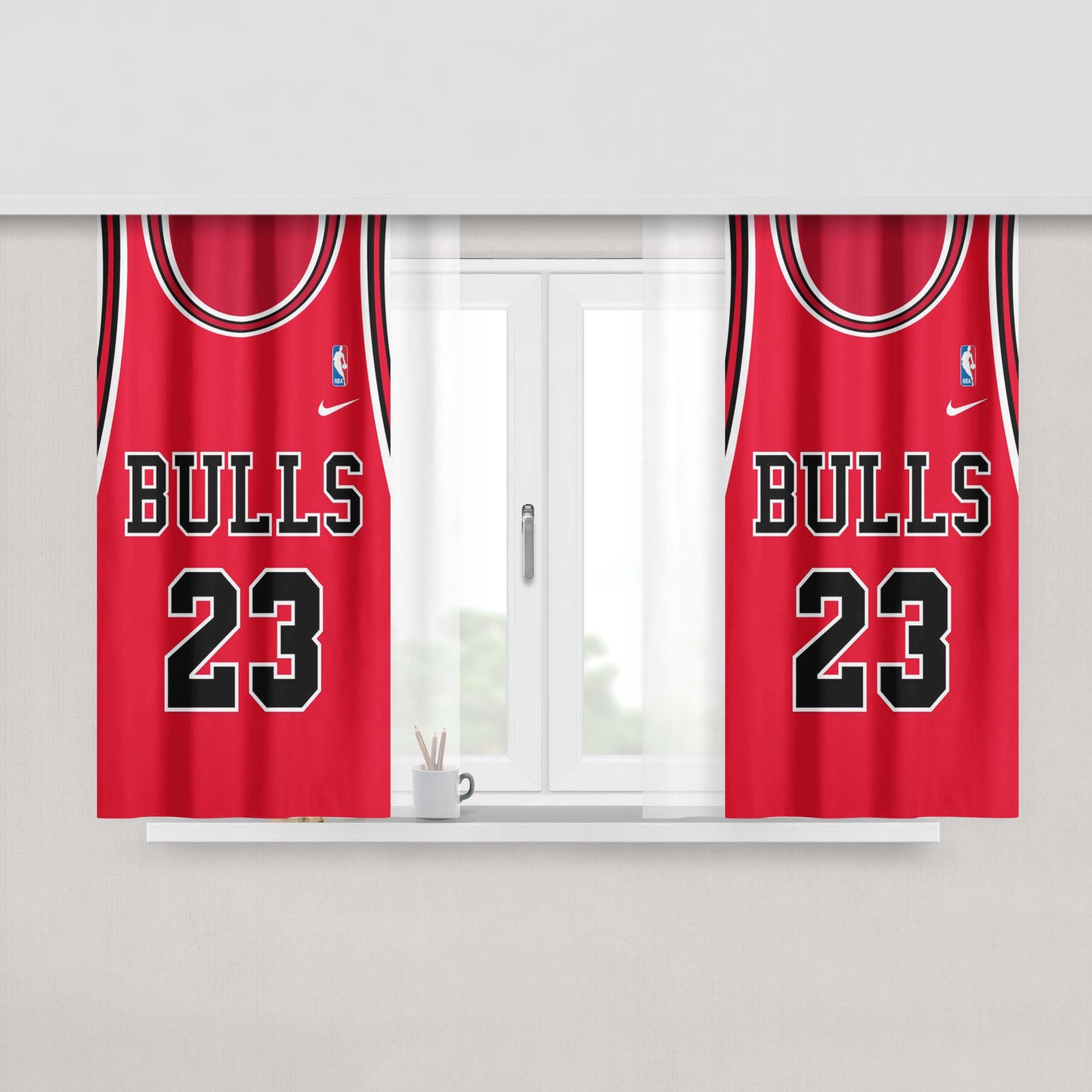 Cichago Bulls Jersey Peach Skin Window Curtains