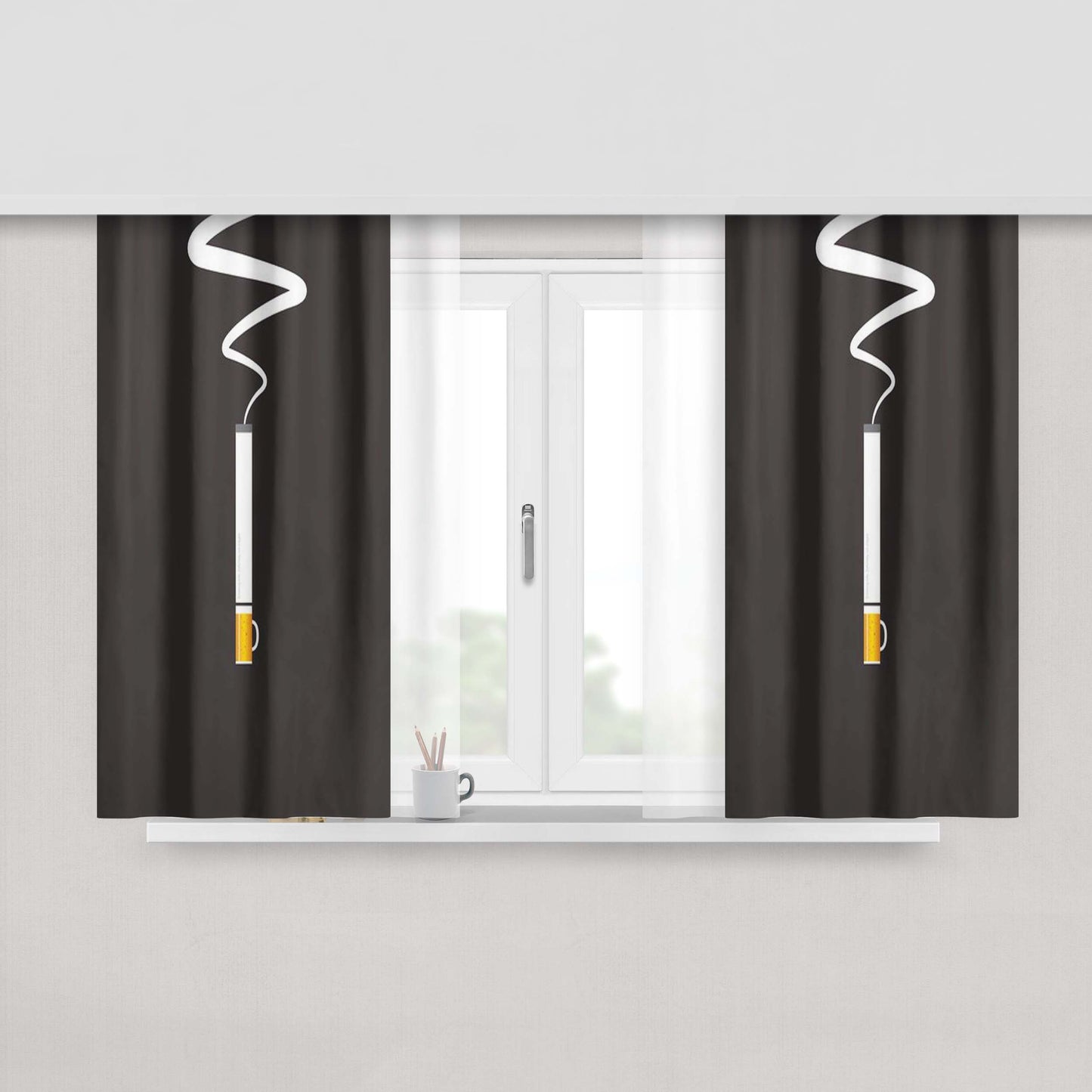 Cigs And Alcohol Peach Skin Window Curtains