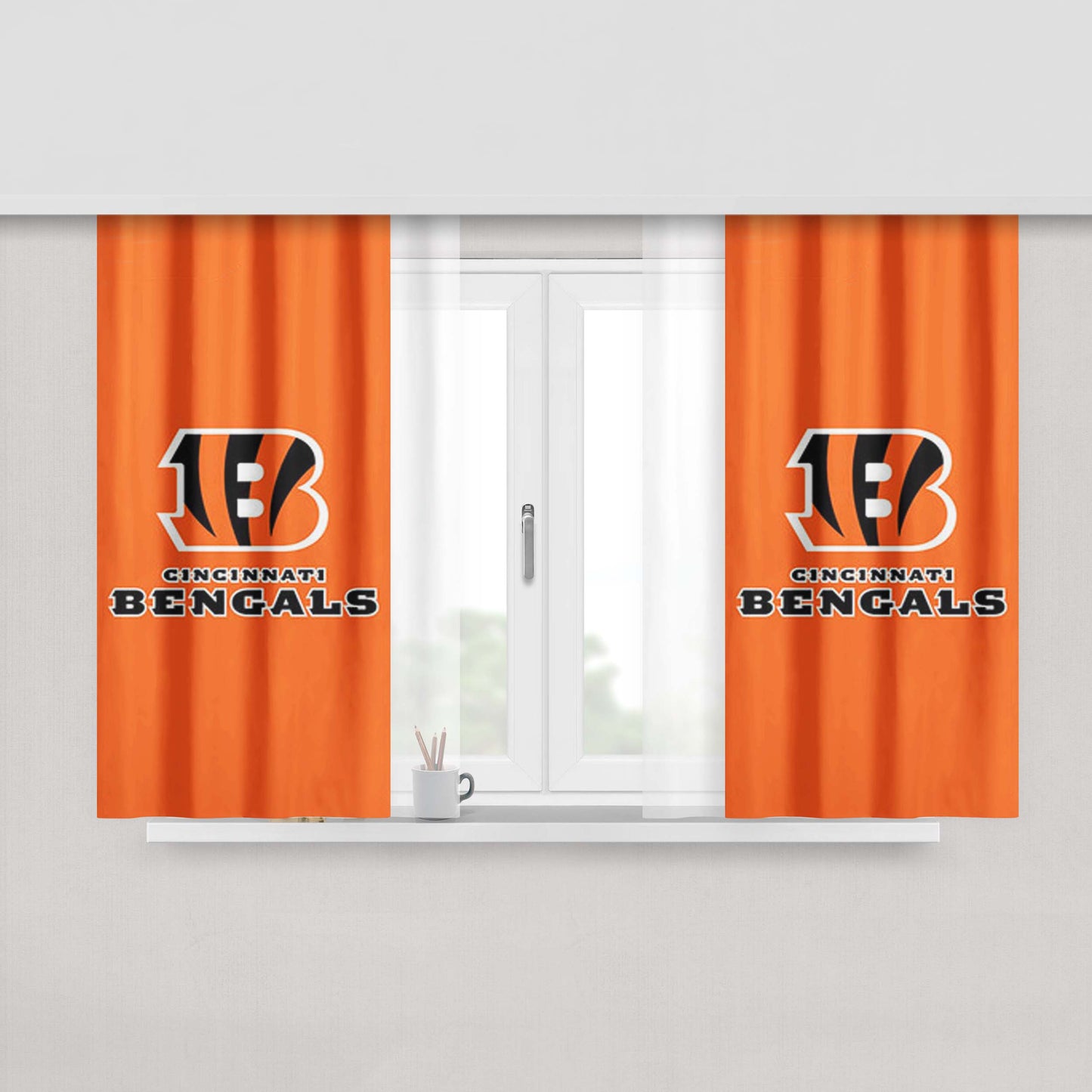 Cincinnati Bengals Orange Peach Skin Window Curtains