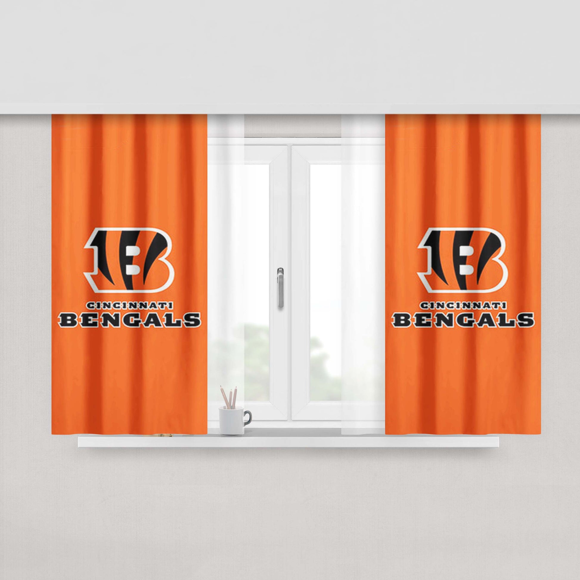 Cincinnati Bengals Orange Peach Skin Window Curtains