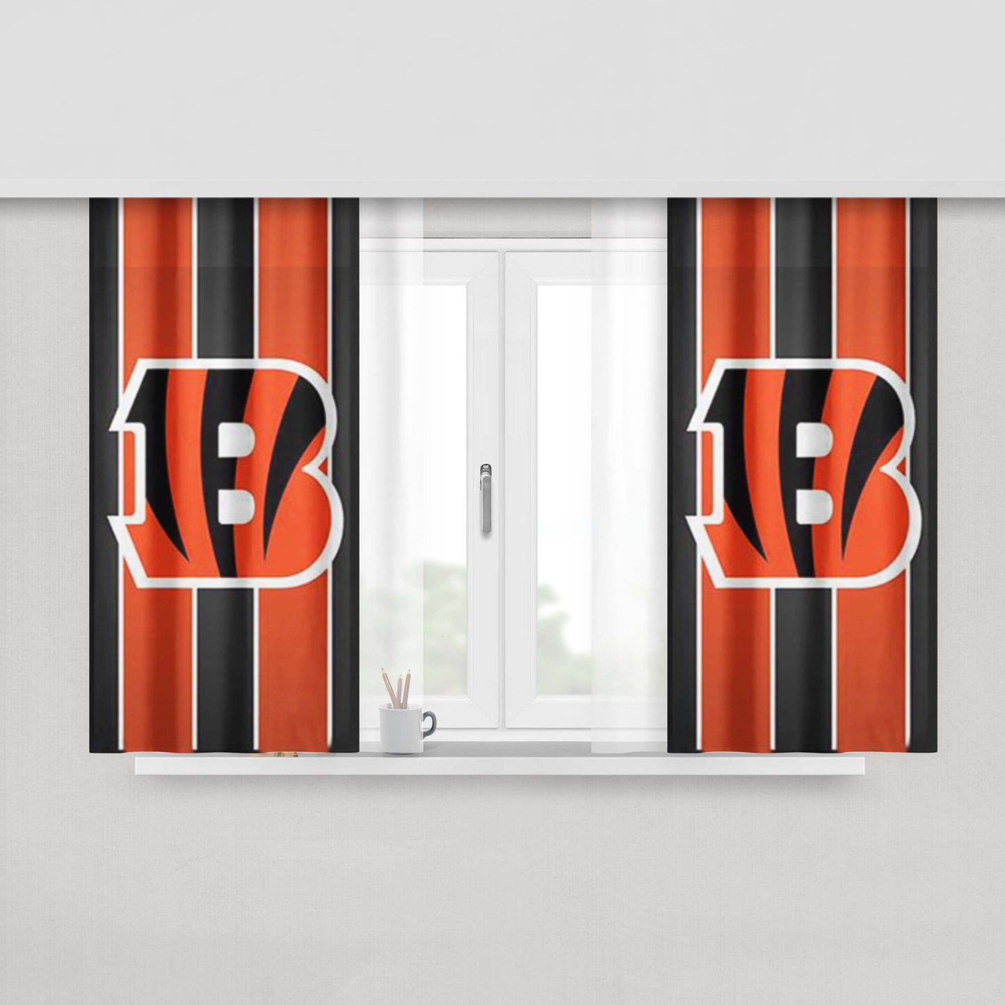 Cincinnati Bengals Stripe Peach Skin Window Curtains