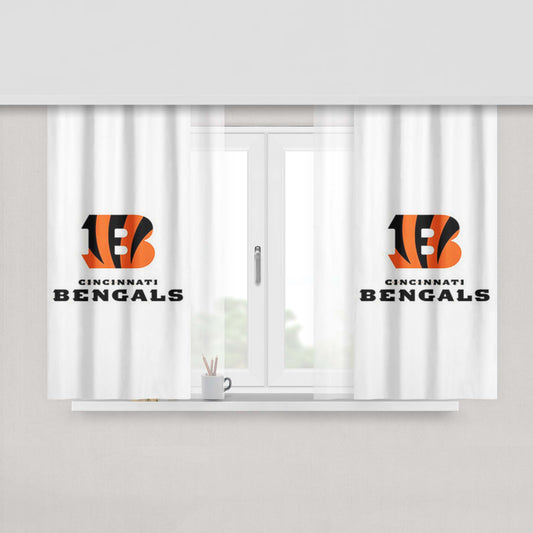 Cincinnati Bengals White Peach Skin Window Curtains