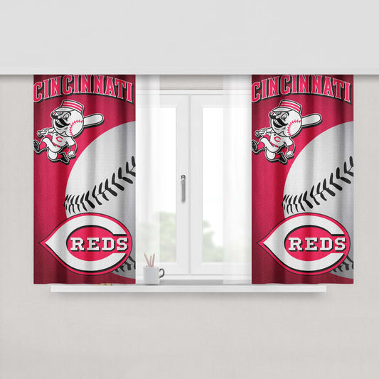 Cincinnati Red Wallpaper Peach Skin Window Curtains