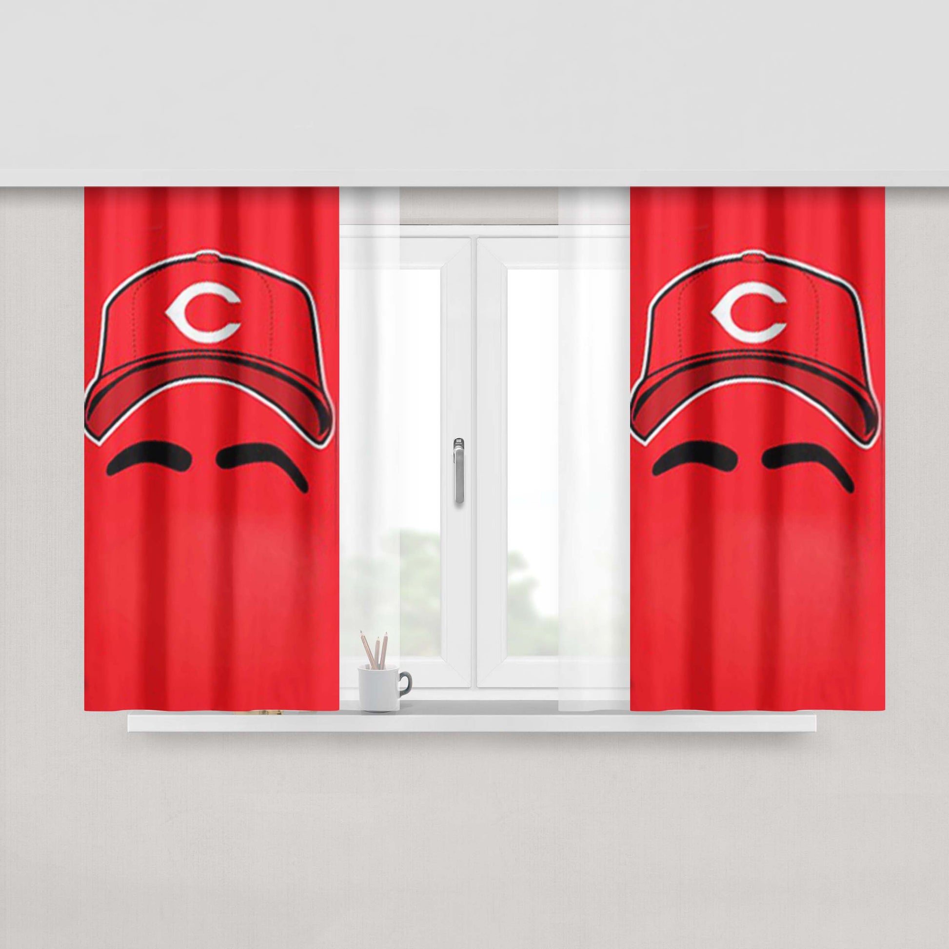 Cincinnati Reds Peach Skin Window Curtains