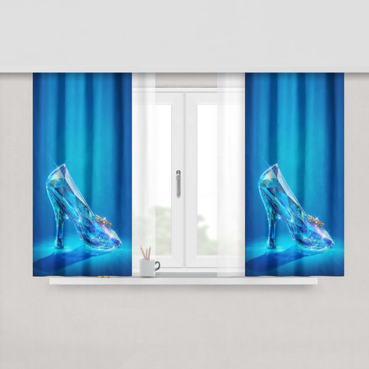 Cinderella Crystal Shoes Peach Skin Window Curtains