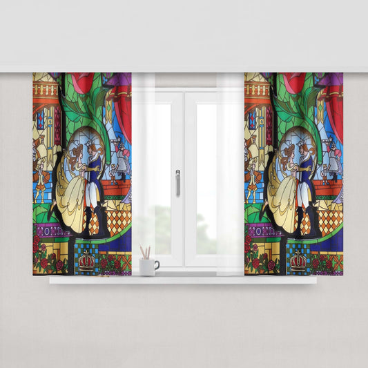 Cinderella Glossy Galss Peach Skin Window Curtains