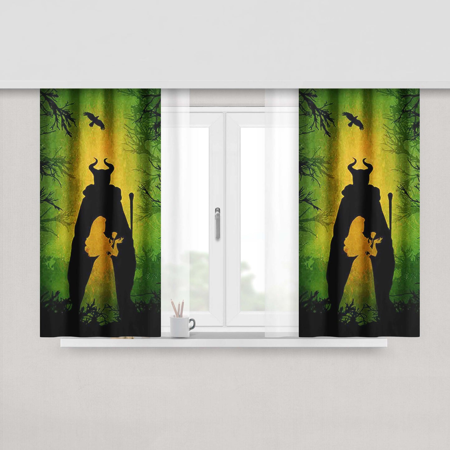 Cinderella Malficients Peach Skin Window Curtains