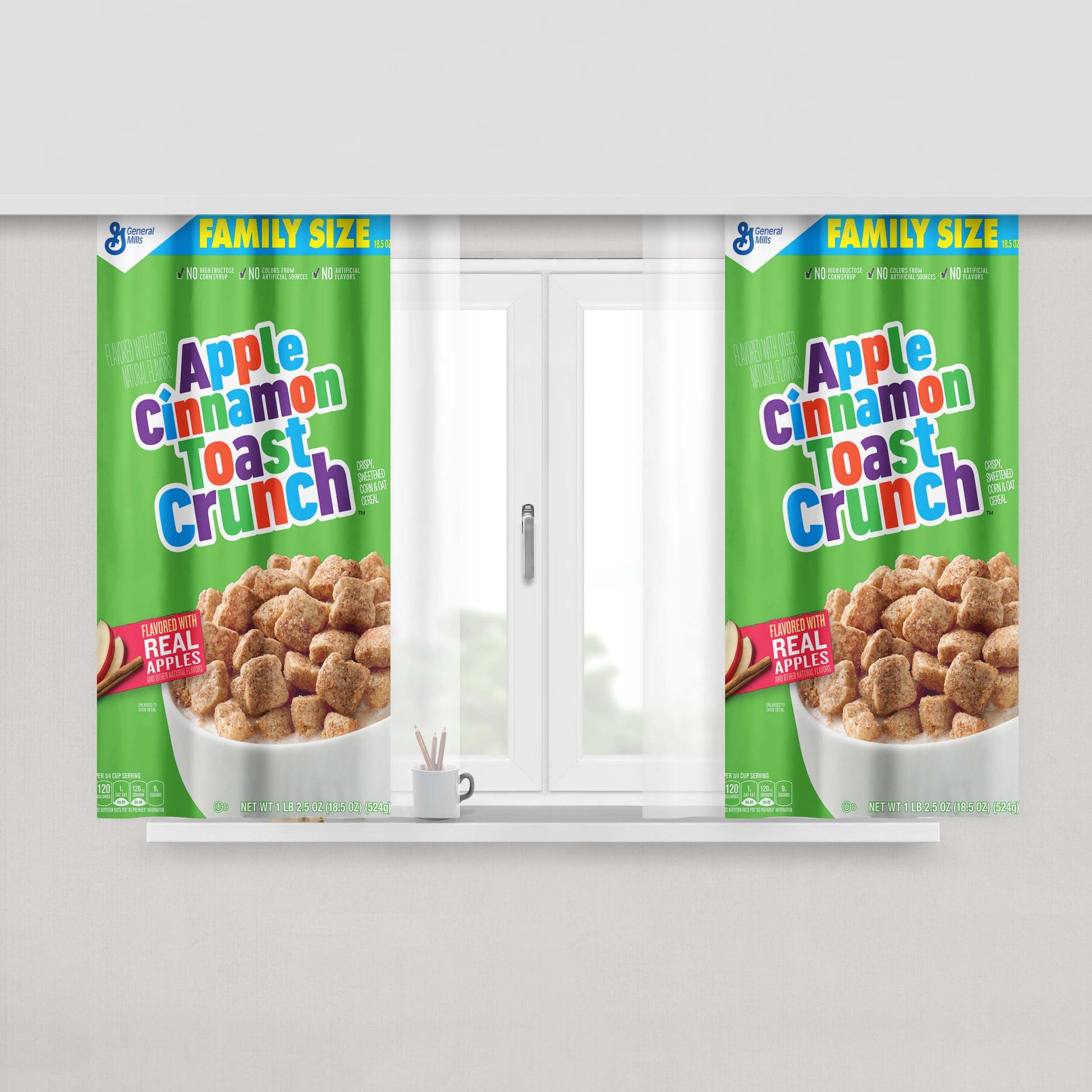 Cinnamon Toast Crunch Peach Skin Window Curtains