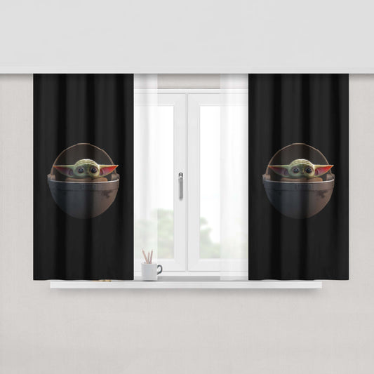 Circle Baby Yoda Peach Skin Window Curtains