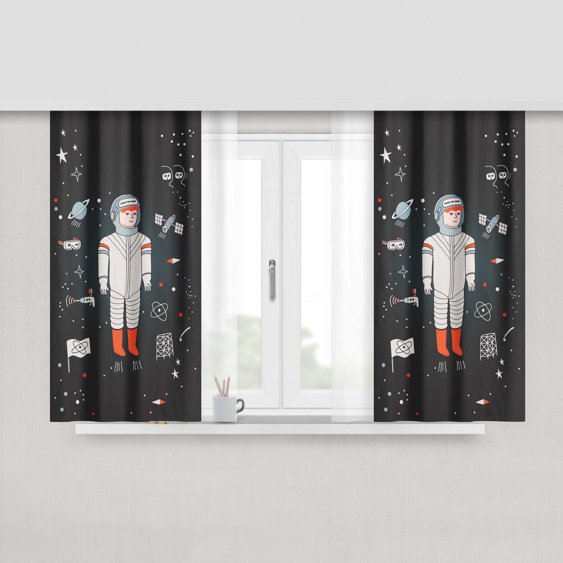 Circus Boy Band Peach Skin Window Curtains