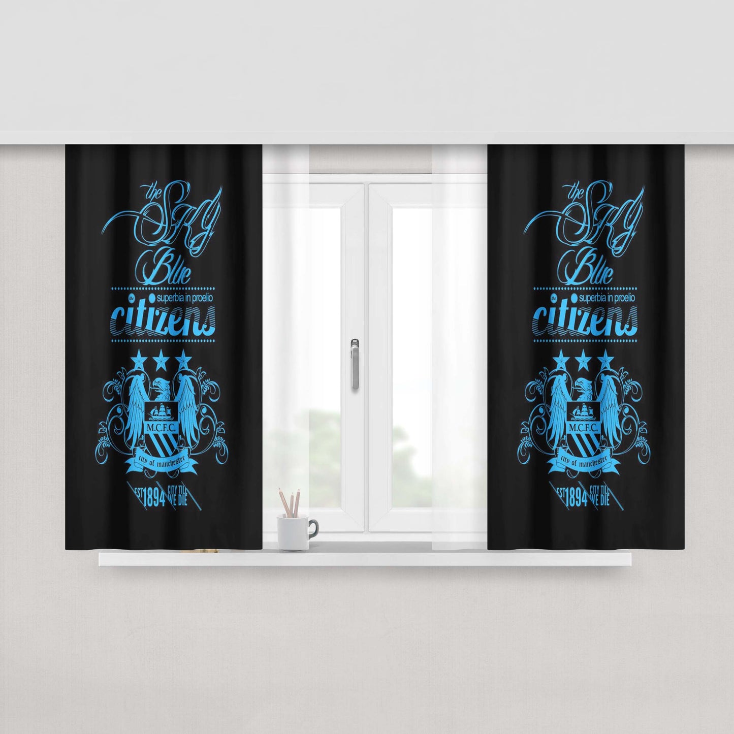 Citiens Manchester City Peach Skin Window Curtains