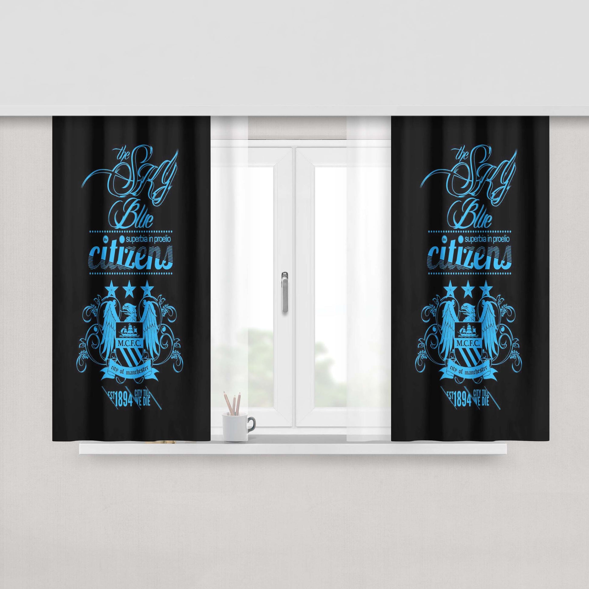 Citiens Manchester City Peach Skin Window Curtains
