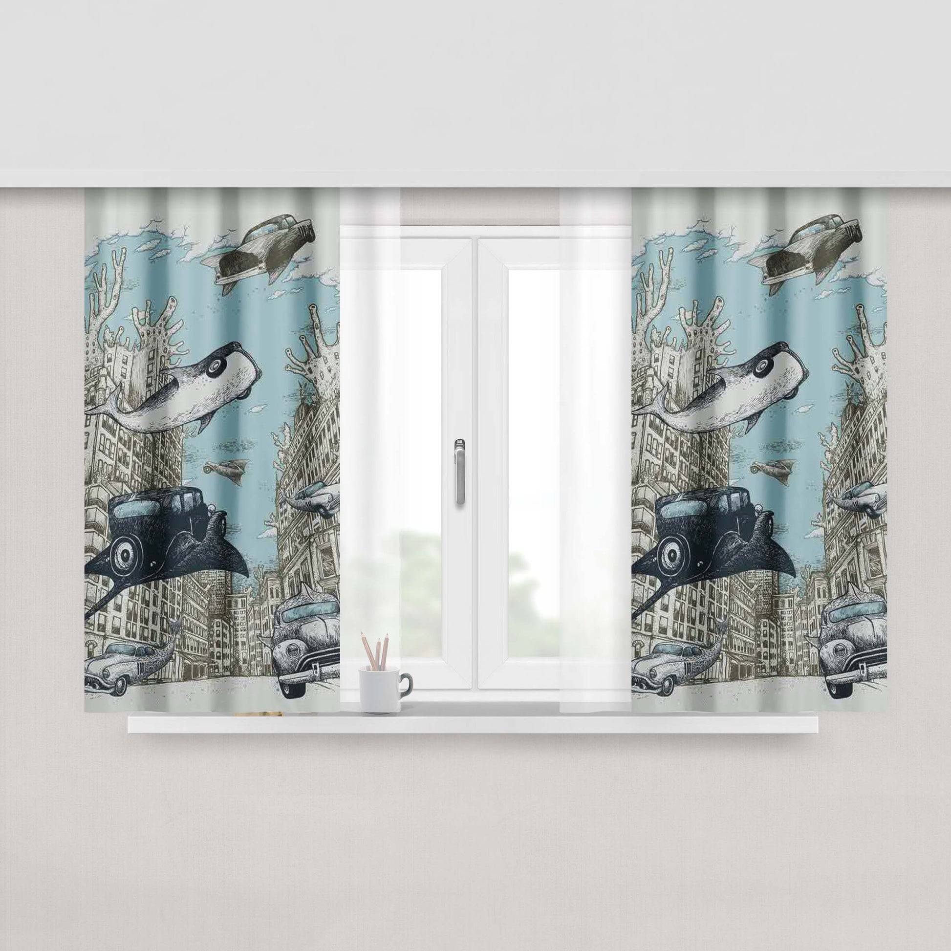 City Of Sea Peach Skin Window Curtains