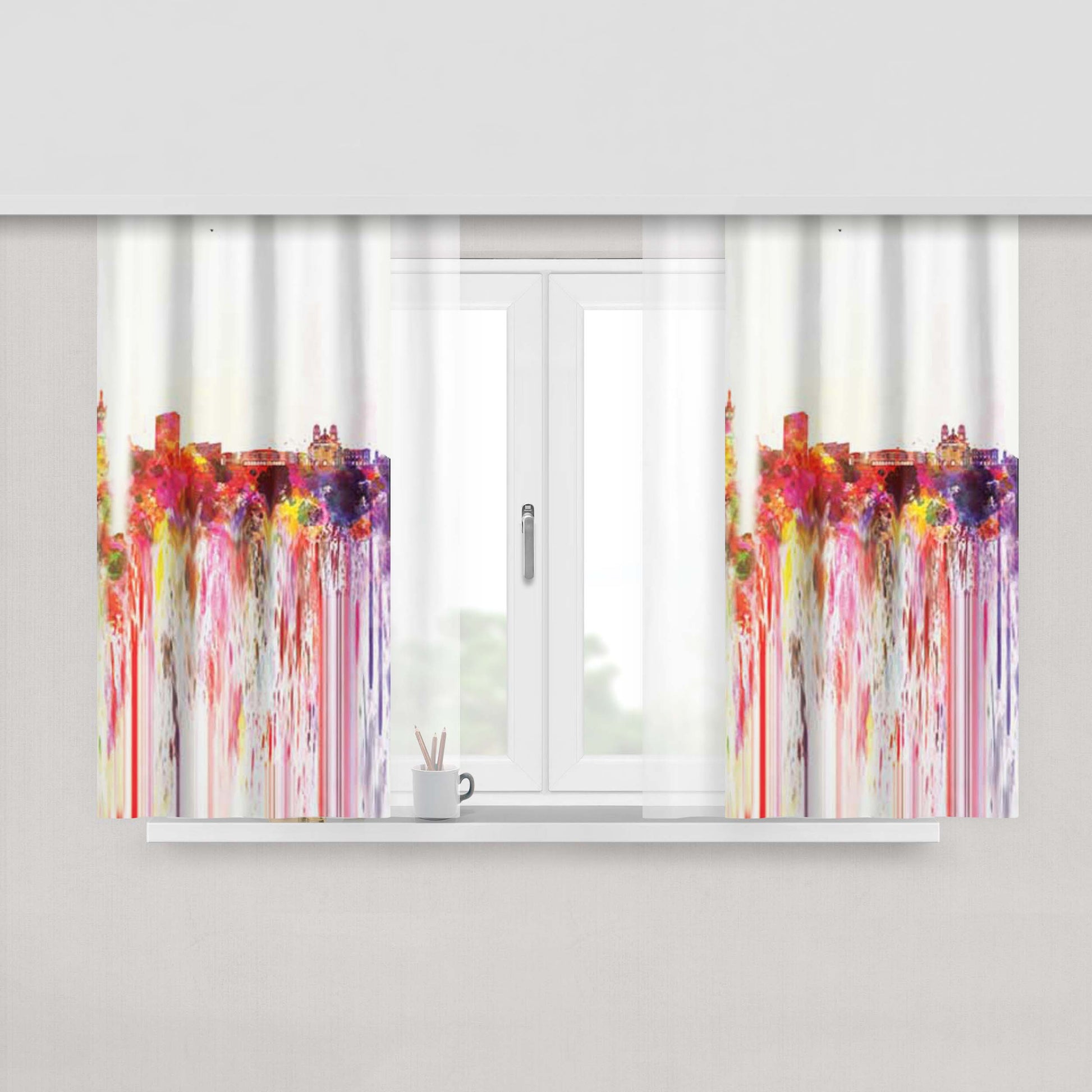 City Splatter 1 Smear Peach Skin Window Curtains