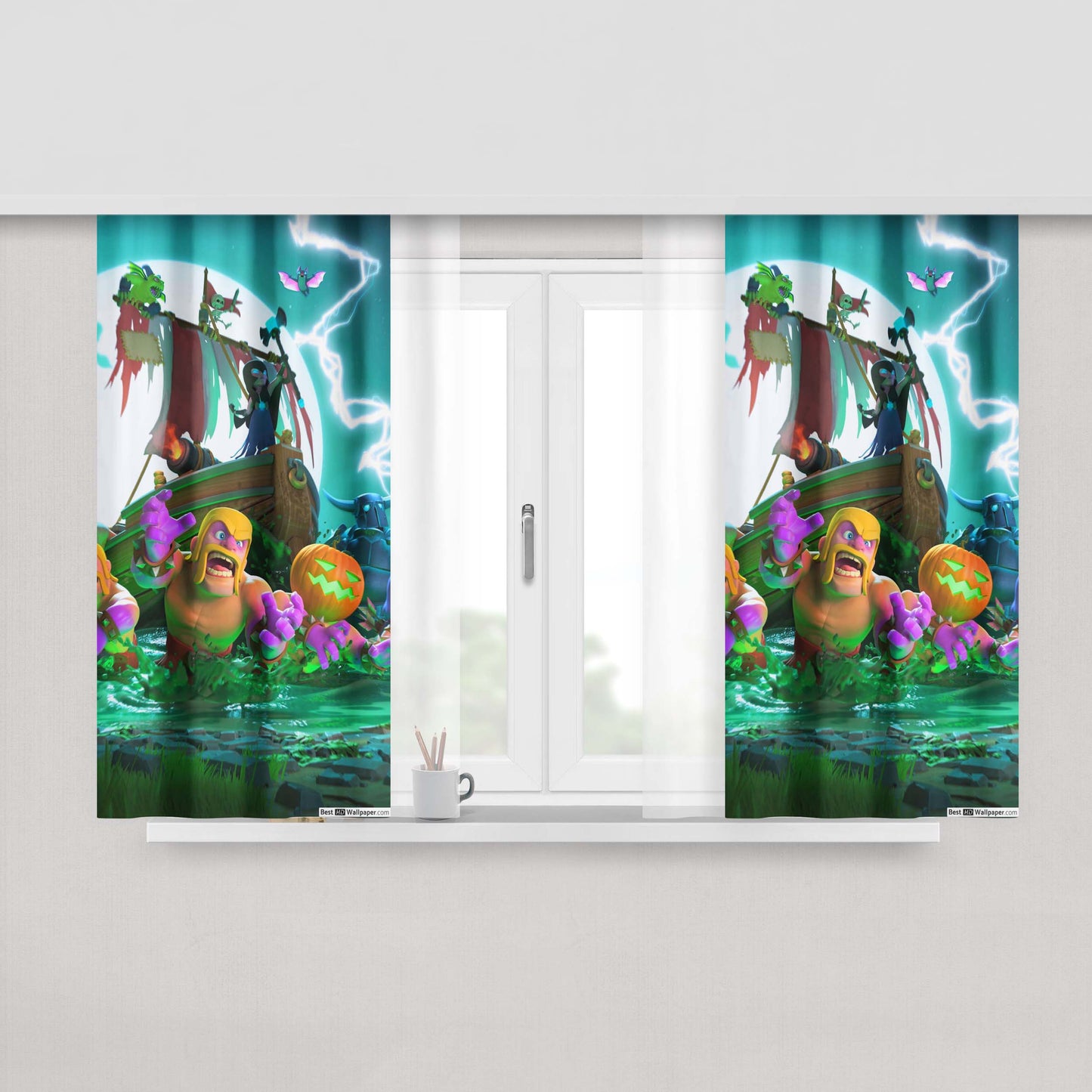 Clash Of Clans Halloween Peach Skin Window Curtains