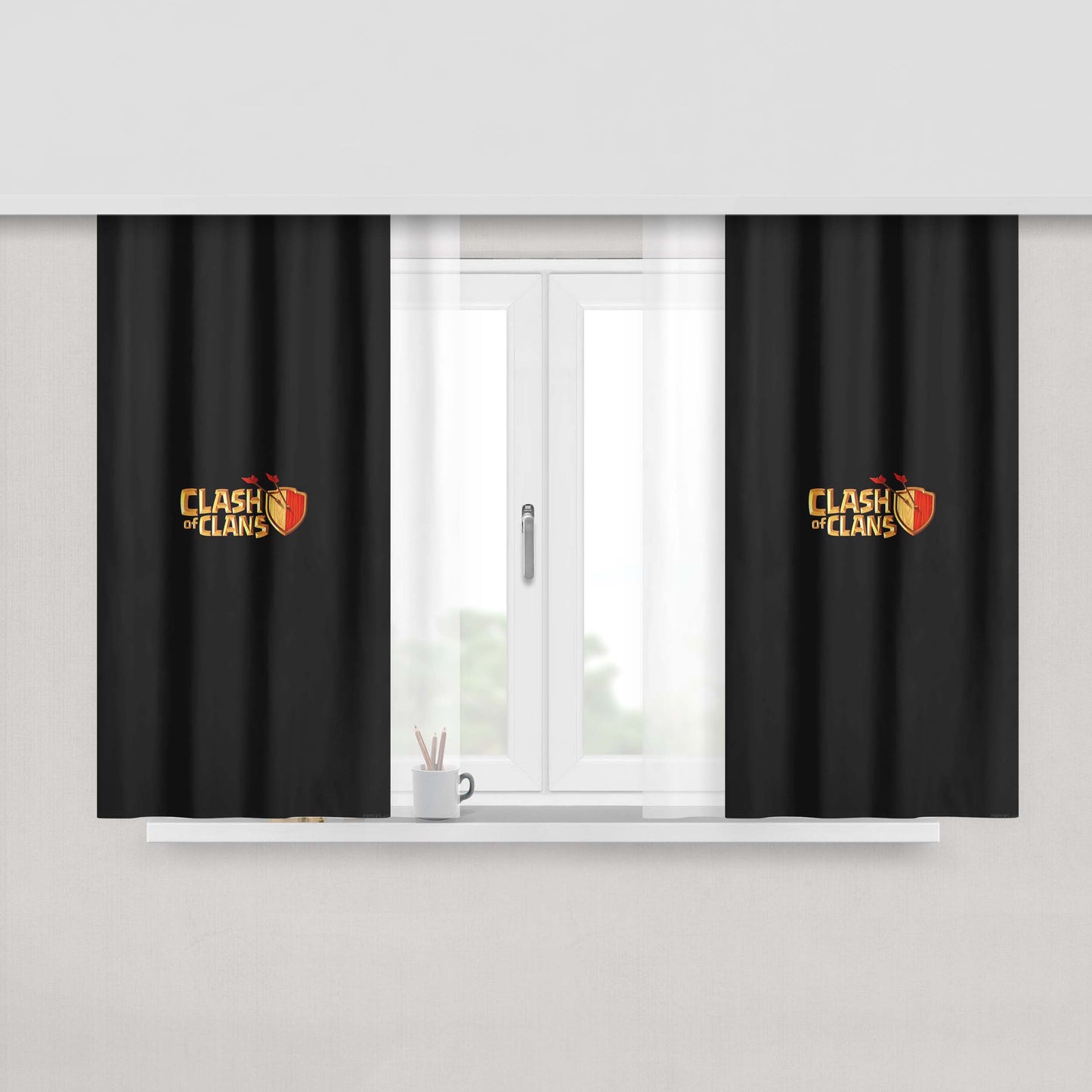 Clash Of Clans Logo Peach Skin Window Curtains