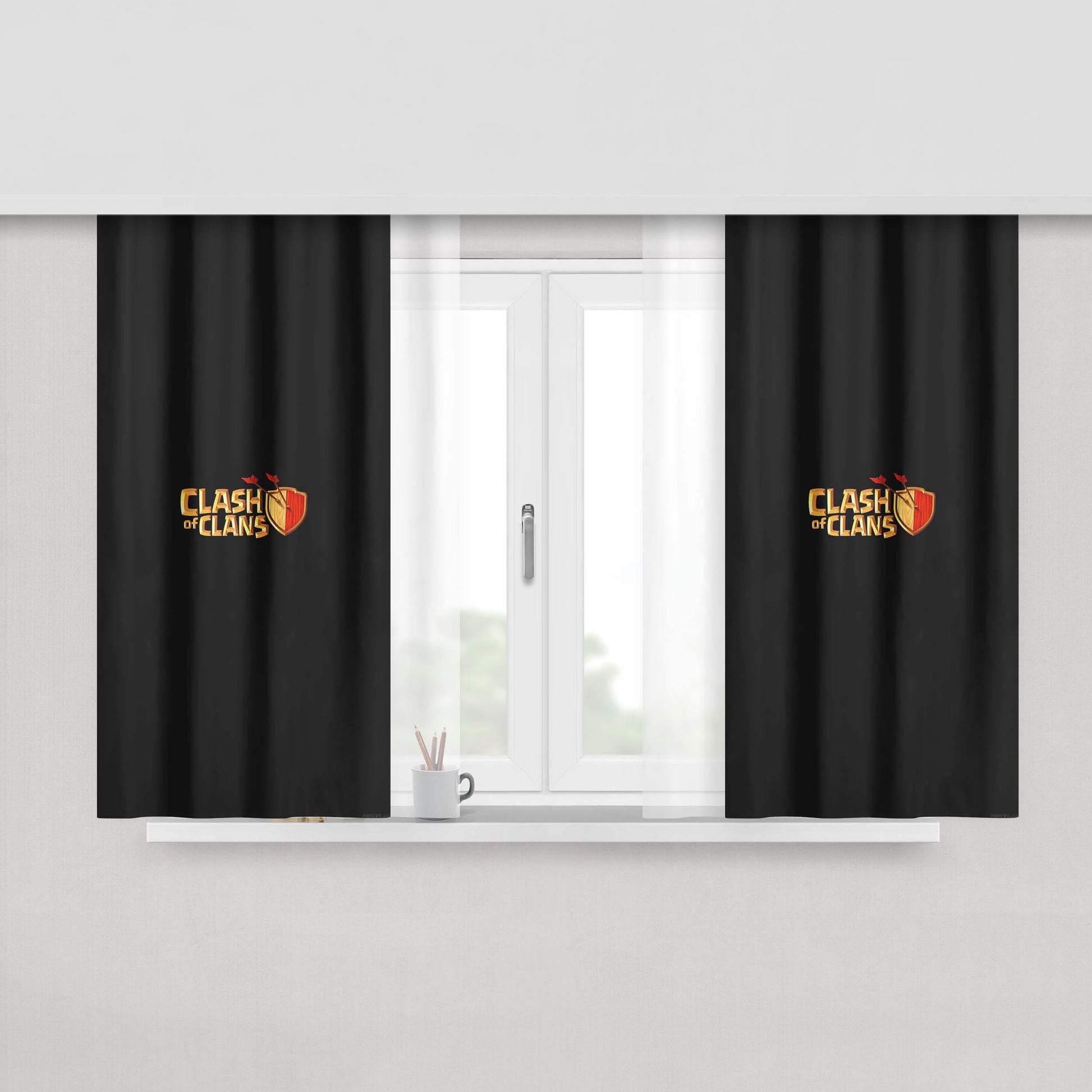 Clash Of Clans Logo Peach Skin Window Curtains