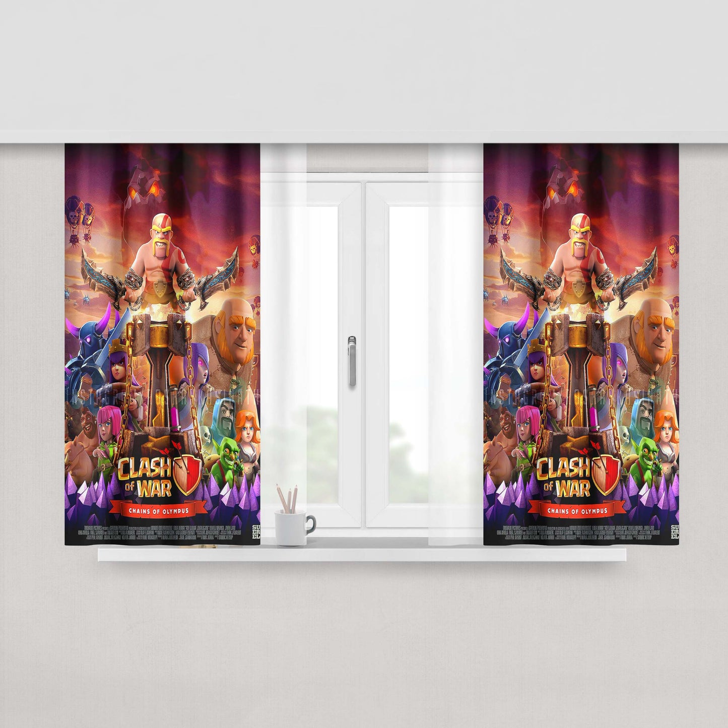 Clash Of Clans Poster Peach Skin Window Curtains